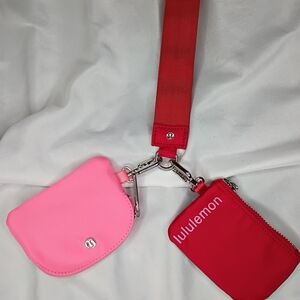 Lululemon Pink & Red Dual Pouch Keychain Set